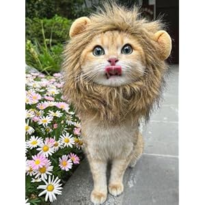 Lion Mane Wig for Dog and Cat Costume Pet Adjustable Washable Comfortable Fancy Lion Hair Cat Clothes Dress for Halloween Christmas Easter Festival Party