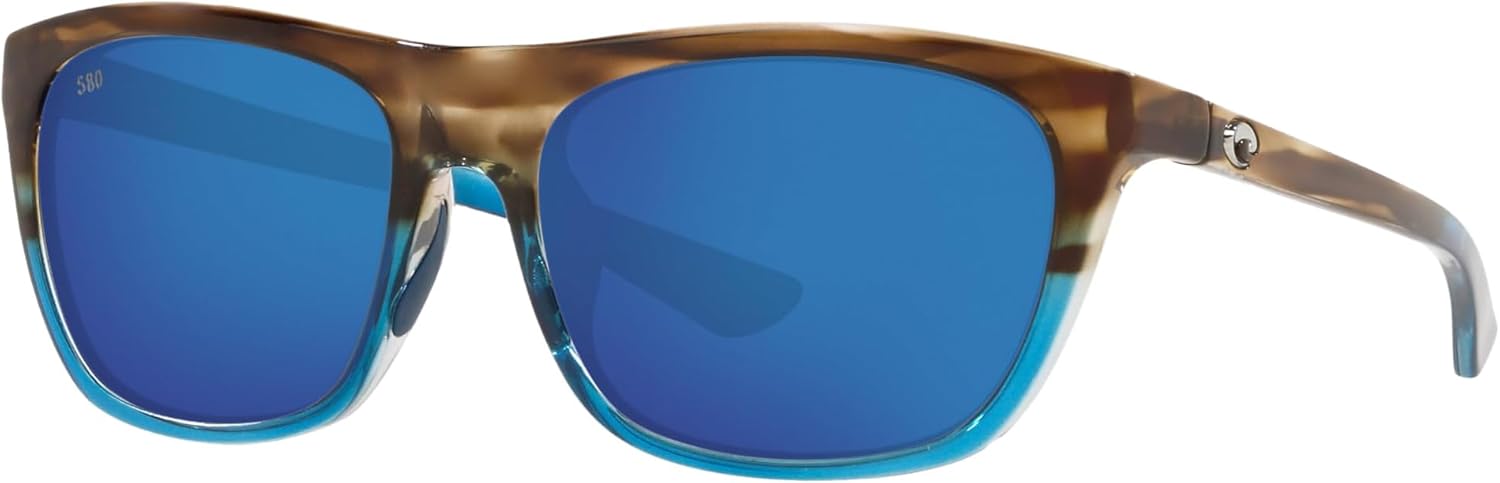 Costa Woman Sunglasses Shiny Wahoo Frame, Blue Mirror Lenses, 57MM