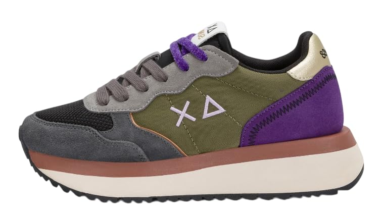 SUN68 Sneakers Donna Big Ally Multicolor in Nylon E Suede Grigio Scuro
