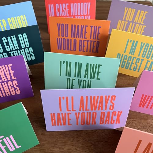 Image of Encouragement Card Pack - Set of 24 - Bold Bright Modern - Spirituality Positivity Any Occasion - 2 of Each With Envelopes