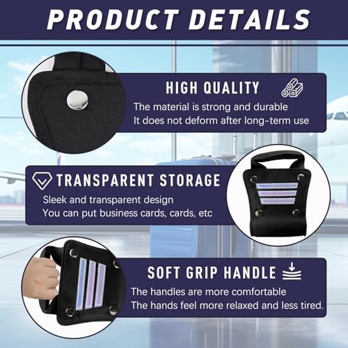 Image of Luggage Handle Extender with 8-Inch Adjustable Nylon Strap & Aluminum Connector - Heavy Duty, Reflective Safety, Ergonomic Grip - Tool-Free Install for Carry-Ons & Travel Bags