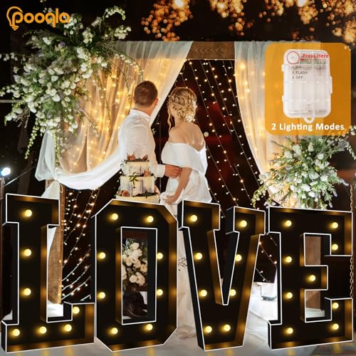 Image of Pooqla 3FT Marquee Light Up Letters, Black Large Letter R Party Decorations | LED Marquee Letters 3 Feet Tall, Black Giant Mosaic Letters Gift for Boys Men Birthday Anniversary Wedding Decoration