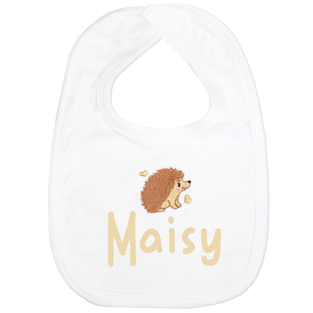 TeddyT's Personalised Hedgehog Baby Bibs (White)