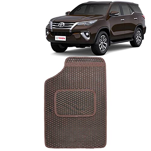 Image of Kingsway Dotted Design Car Floor Foot Mats Universal Fit for Toyota Fortuner, Model Year : 2017-2020, Water and Dustproof, Color Brown, Set of 5 Pieces