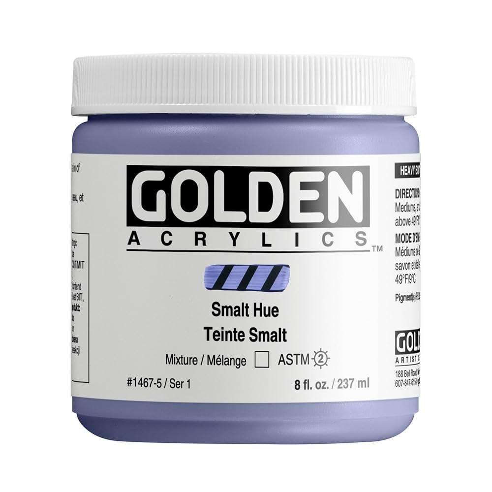 Heavy Body Acrylics by GOLDEN, Smalt Hue, 8 fl. oz. Jar, Professional Acrylic Paint, Transparent