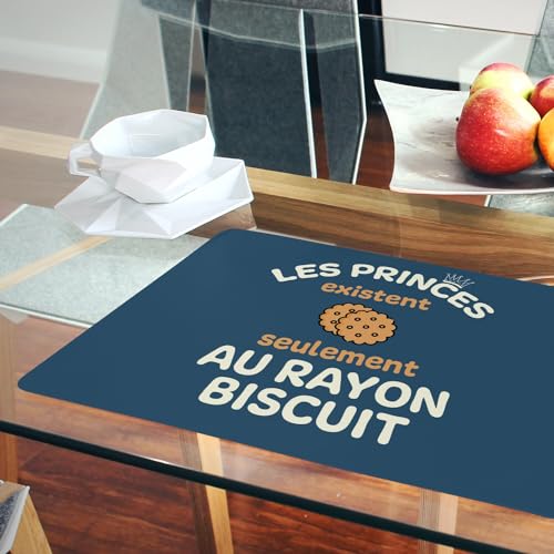Sets de table bleu anti-rayures : lot de 4 napperons souples grand format en liège - 6