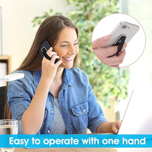 Image of Mizi [2PACK] Phone Strap Finger Grip Holder, Slim Adhesive Flat Cellphone Kickstand with Elastic Loop for Most Smartphones and Cell Phone Cases - Black /Pink