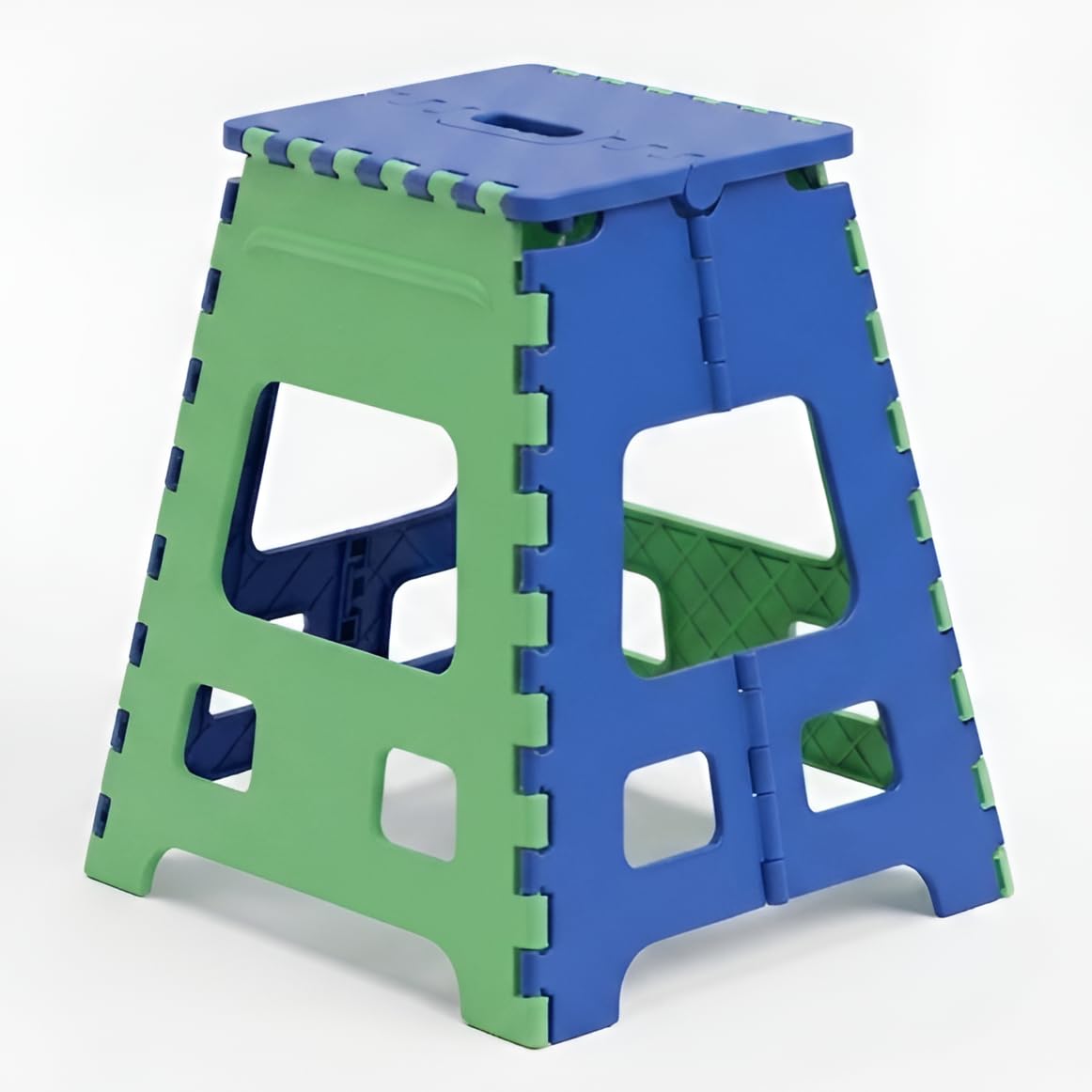 U-MAX 18 Inch Folding Step Stool, Portable, Heavy Duty Plastic with Anti-Slip Surface Space-Saving Foldable Stool for Kids & Adults (Blue-Green)