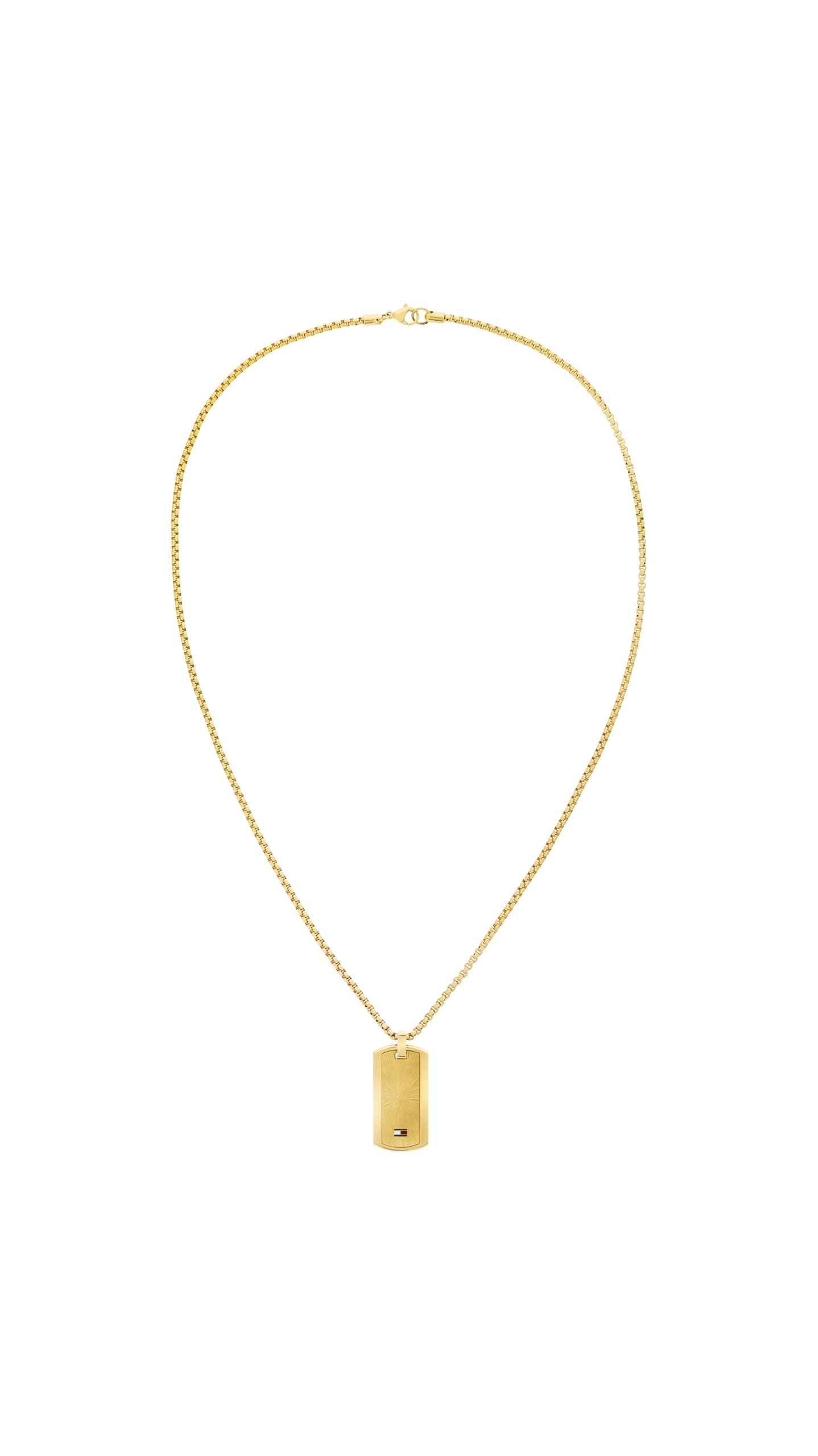 Tommy Hilfiger Jewelry Men's Pendant Necklace in Yellow Gold with an Engraved Plaque - 2790628