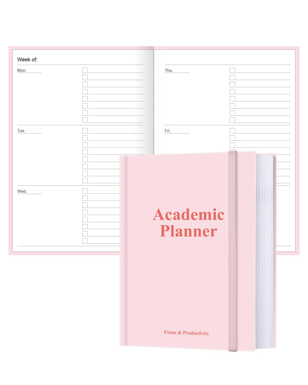 Planer akademicki 2025-2026 – niedatowany tygodniowy planer dla uczniów szkół domowych, liceum, studentów i pielęgniarstwa, 14,7 x 21,5 cm, różowy