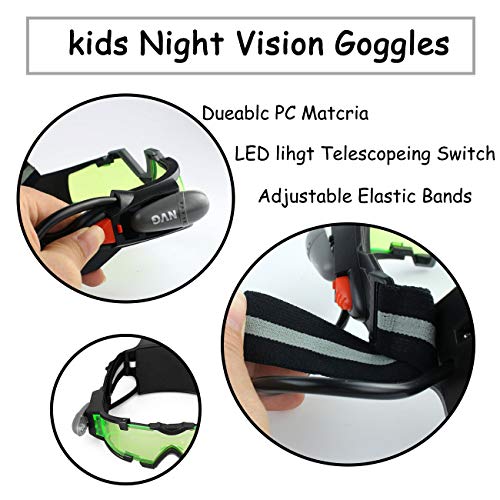 Yolyoo PUT- Night Vision Goggles,Spy Googles Spy Gear Adjustable Kids Led Night Goggles Flip-Out Lights Green Lens thumb #2