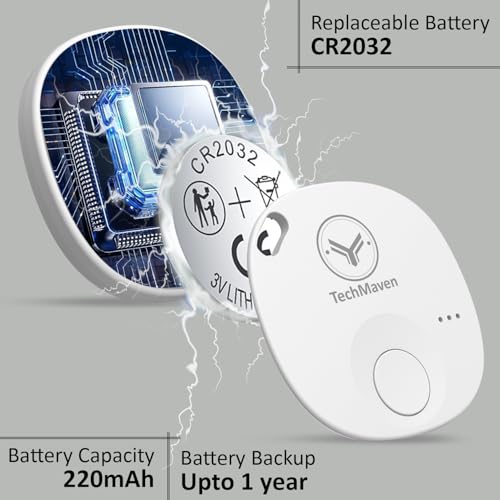 Image of AeroTag for iOS | Find My Network with Inbuilt Alert System | Anti-Theft /Anti-Lost Modes | No SIM Bluetooth Device | Tracking Device Keys, Wallet, Bag | 1 Year Battery Life - White
