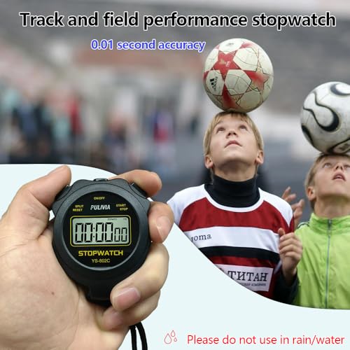 Digital Stopwatch Timer Only Stopwatch Mode, ON/OFF No Bell No Whistle Silent Basic Operation Children Friendly, PULIVIA Sport Stop watch for Coaches Kids Swimming Running, Black - Image 6