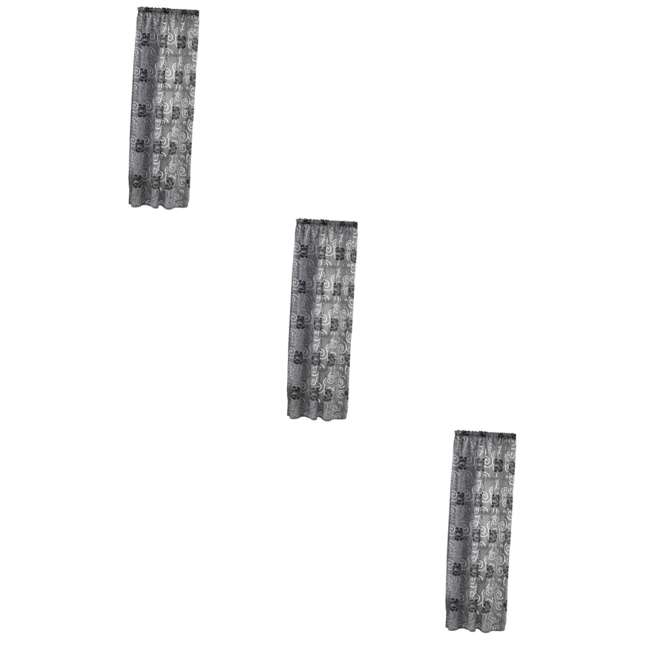 Rideau tulle noir 3 pièces voilage transparent pour fenêtre de chambre et de salon.