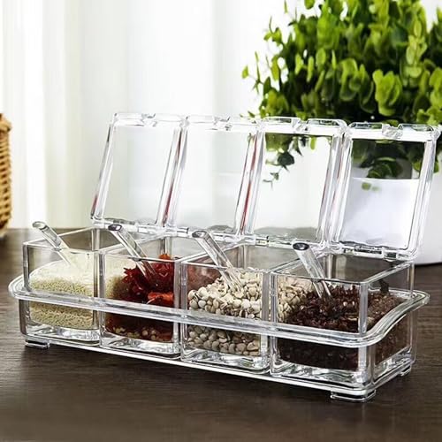 4 sections empilables avec couvercles étanches et rangement compact facile à nettoyer