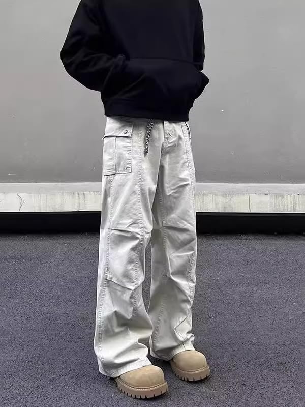 Men's Pants Workwear Retro Straight Leg Loose Fit Multi Pocket Spring Summer Casual Trouser for Men3