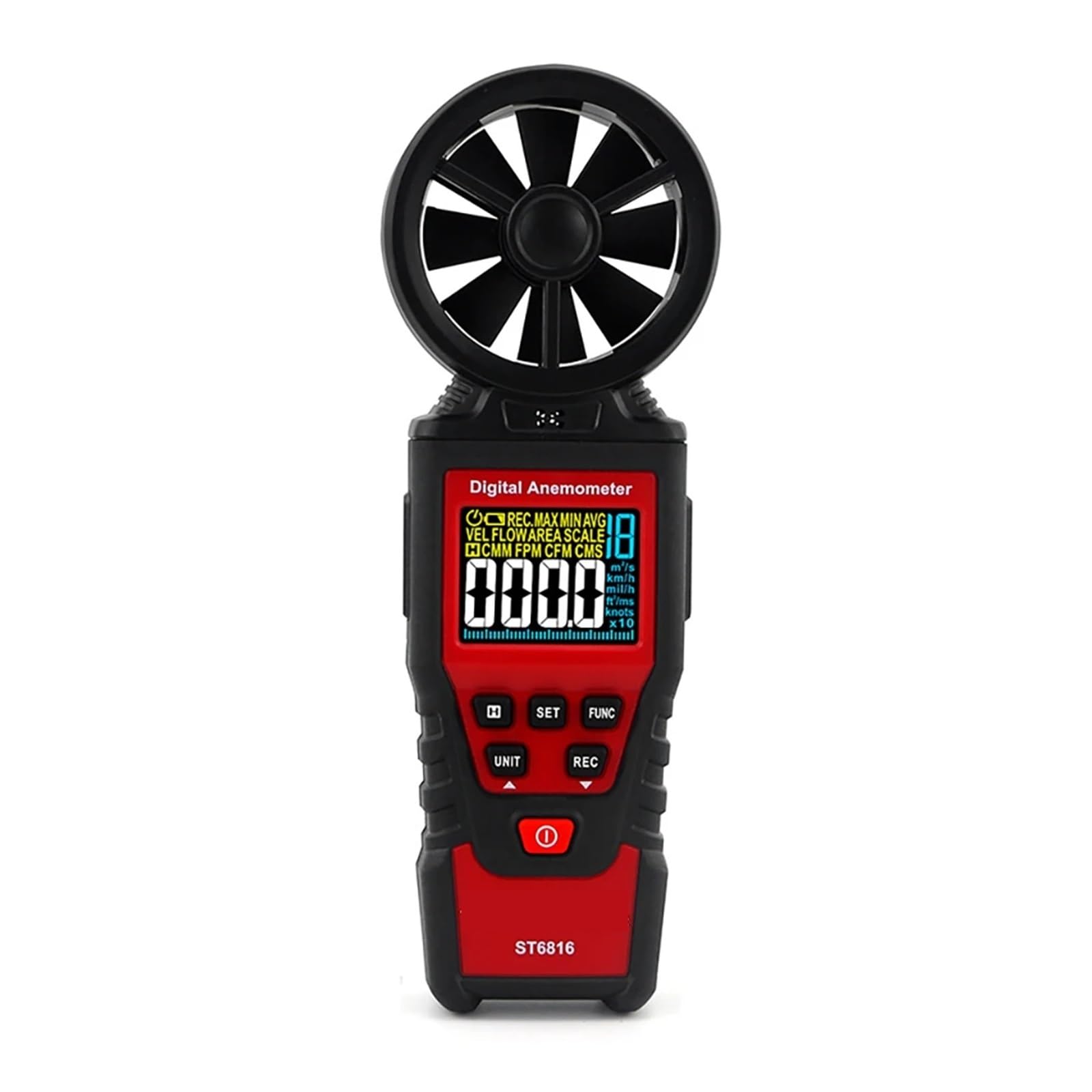 Cyfrowy anemometr, termometr kolorowy LCD prędkość powietrza wskaźnik prędkości wiatru miernik przepływu powietrza miernik objętości wiatromierz anemometr