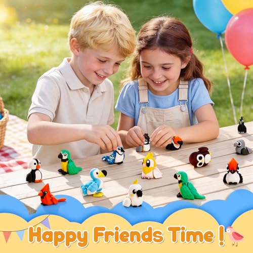 Image of 16pcs 3D Printed Animals Set Articulated Bird Toys Pinata Stuffers Goodie Bag Fillers Spring Bird Toys Pocket Pets Desk Pets Sensory Fidget Toys Gifts for Kids & Bird Lovers