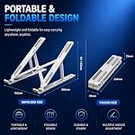 OELUN Adjustable Laptop Stand for Desk, Ergonomic 7-Angle Design, Foldable Portable ABS Plastic Riser, Cooling Vent Structure, Stable Non-Slip Holder for MacBook, iPad, Notebook (10–15.6"), White