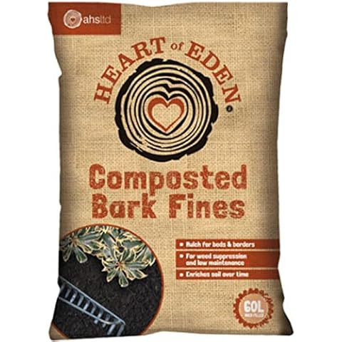 BHGS AHS Heart Of Eden Fine Composted Bark Gardening Landscaping Mulch 60L - Mulch For Beds, Borders - Weed Suppression - Enrich Soil Cover