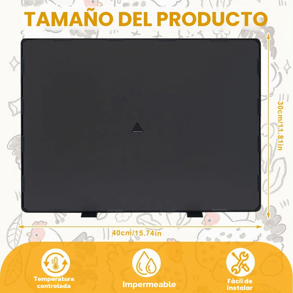 Placa Calefactora para Pollitos y Gallineros, 160W, Panel Calefactor de Bajo Consumo para Granjas, Corrales de Patos y Aves