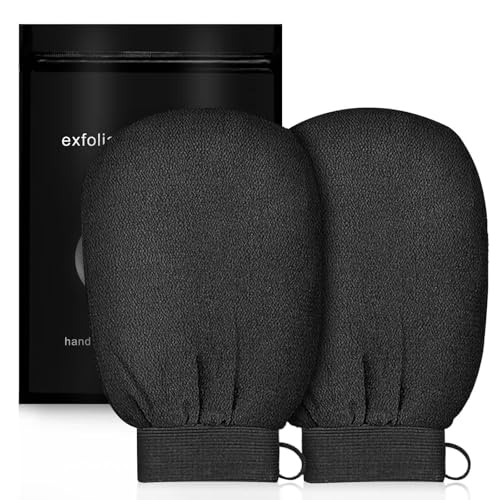 2 Pcs Premium Exfoliating Gloves, SPA Body Scrub Mitts, Dual-Sided Gentle Clean Exfoliation Mitt, Viscose Fibre for Effective Cleansing Without Skin Irritation