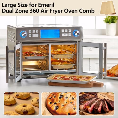 Air Fryer Paper Liners for Emeril Lagasse Dual Zone 360 Air Fryer Oven Combo with French Door, 100 PCS Large Size Parchment Paper Square Airfryer Liner Baking Sheets for Emeril Lagasse 360 Toster Oven