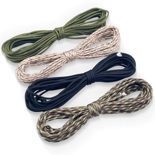 Eckerdromk 4 Stück Paracord 4 mm, 100% Nylonseil, 7 Stränge Nylonschnur, Nylonseil Paracord aus Reißfestem, Tragkraft 250 kg für Outdoor Survival Camping, Basteln von Hundeleine Halsband Armband (40m)