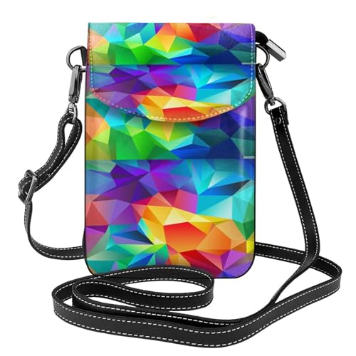 Petits sacs bandoulière arc-en-ciel géométrique et porte-téléphones en cuir PU pour femmes