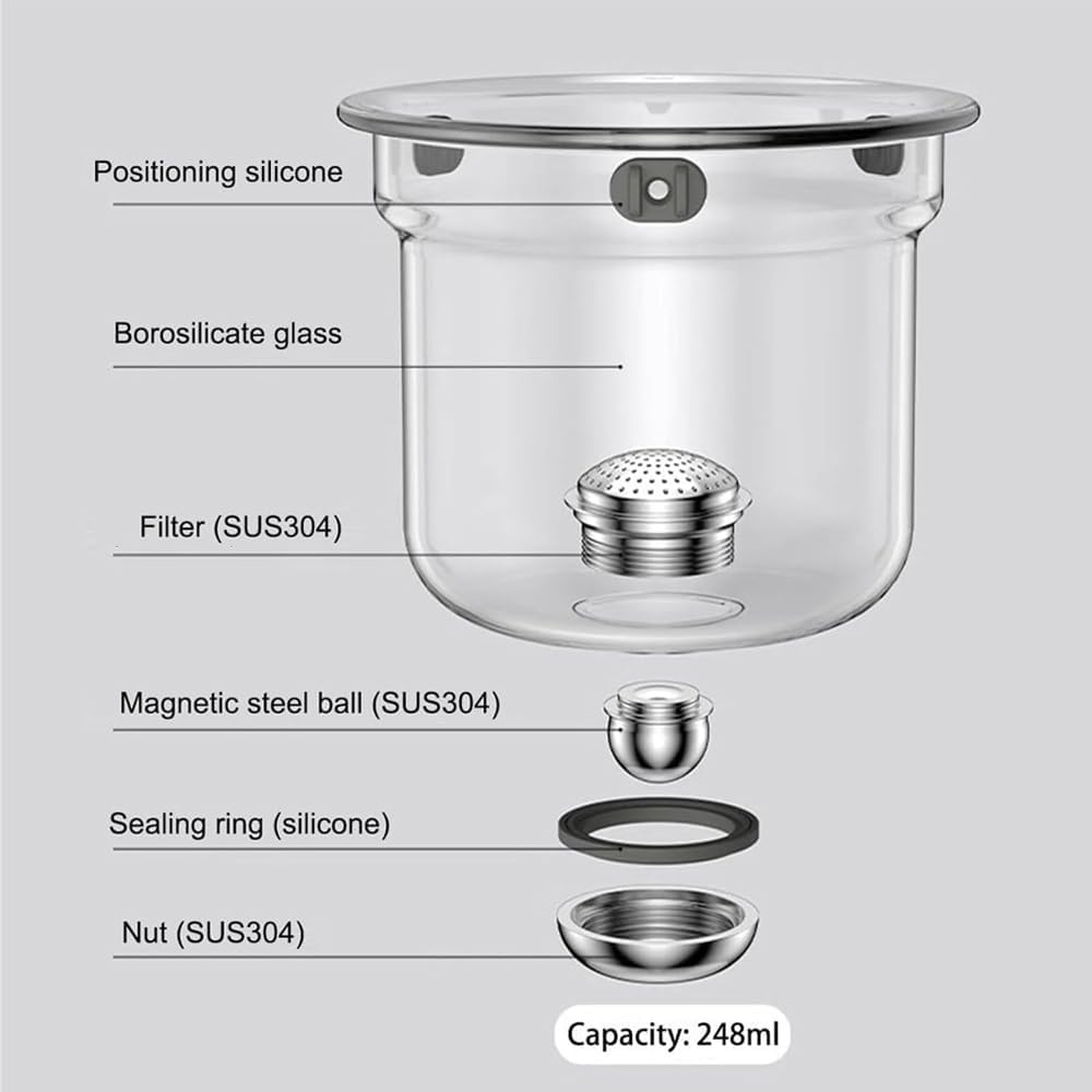 Witchcraft teapot,Enchanti Tea Pot,Magic Teapot with Infuser,Glass teapot with Strainer,Glass Teapot with Infuser,Water Separation Glass Teapot with Wooden Handle (Transparent,720ml+2*Cup)