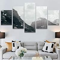 SIGNWIN 5 Panel Canvas Wall Art Monochromatic Mountains for Home Decorations Ready to Hang - 60