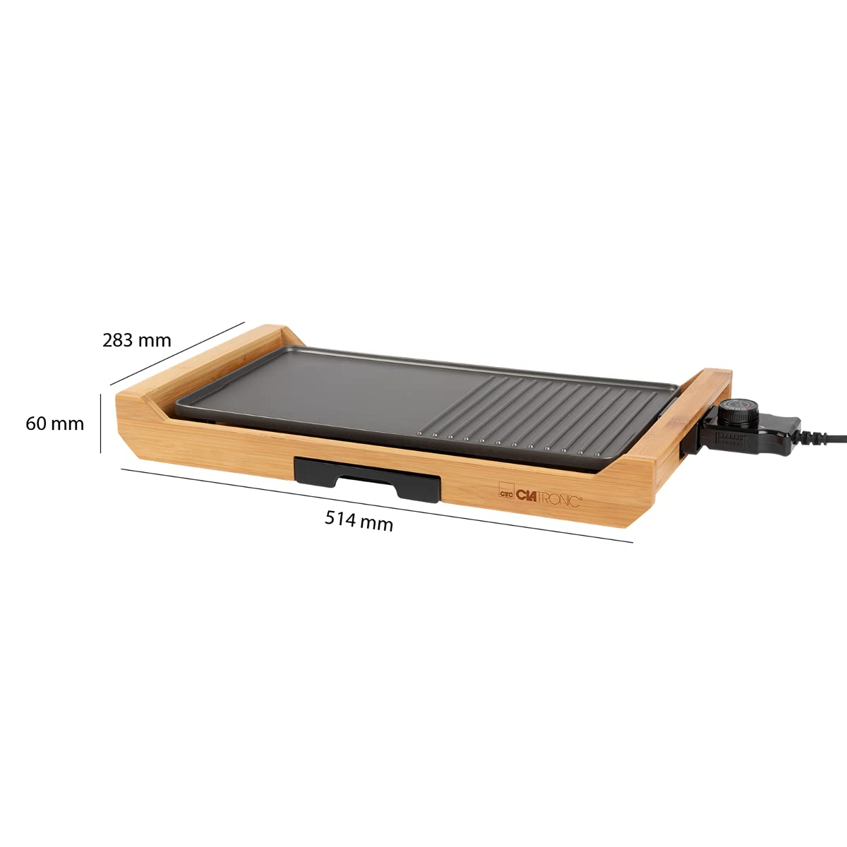 Clatronic TG 3697 1800 W Grill Elettrico Da tavolo Bambù, Nero