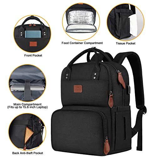 Insulated Cooler Backpack for Women with Laptop Compartment and USB Port