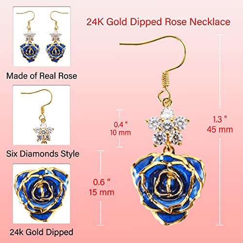24K Gold Dipped Rose Earrings for Women and Girls,Fashion Golden Dipped Rose Earrings Best Gift for Girlfriend Wife Women on Valentines Day Anniversary Birthday2