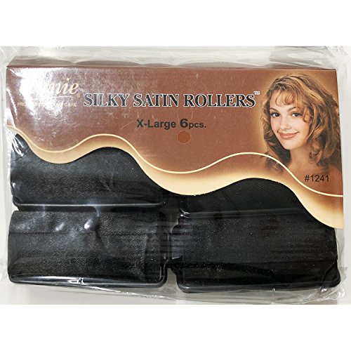 Annie Silky Satin Foam Rollers #1241, 6 Count Black X-Large 1-1/4 Inch (2 Pack)