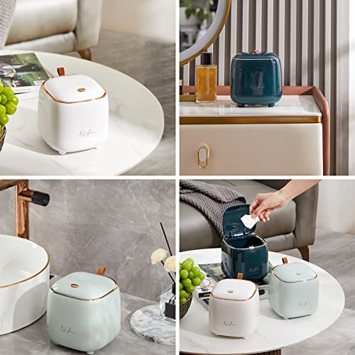 Mini caneca de basura con tapa a presión verde oscuro miniatura 6