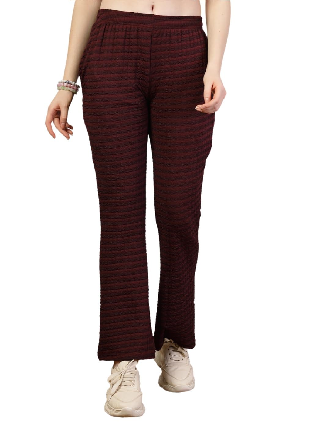 uzarus Women's Puff Flared Boot Cut Bell Bottom Trousers with Side Pockets – Flared Fit, Relaxed & Ultra-Comfy for Every Occasion-picture-31
