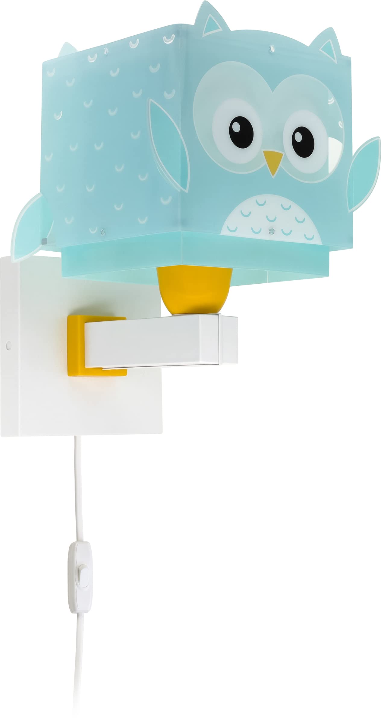 Dalber kinder Wandlampe, Kinderlampe Wandleuchte Little Owl Eule Tiere, kinder zimmer leuchte lampenschirm, Türkis | Wandleuchte; Kinderzimmer; E27 - 1 x 15W