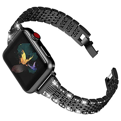 OULUCCI Bling Link Bands Compatible Apple Watch Band 38mm 40mm iWatch Series 6, SE, Series 5, Series 4, Series 3, Series 2, Series 1, Metal Wristband Strap with Diamond Women Girls