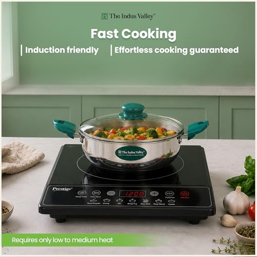 Image of The Indus Valley Stainless Steel Impact Bonded Kadai 2.4 litres | Even Heating Cookware | Induction-Friendly | Heat-Resistant Handle | 100% Toxin-Free | Suitable for Gas & Induction Cooking