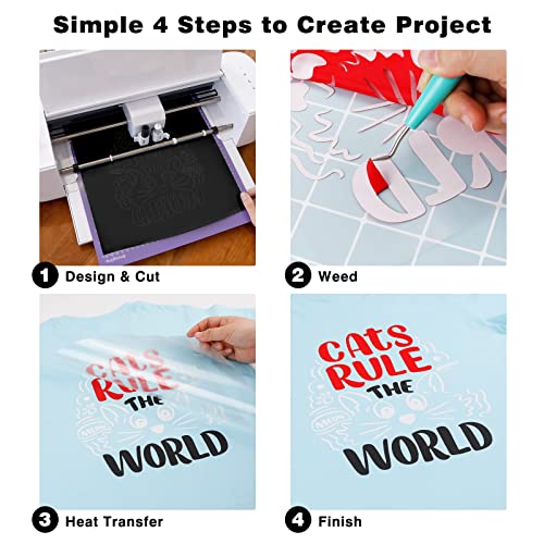 Jandjpakaging Heat Transfer Vinyl Black White And Red Htv Vinyl Rolls- 3 Pack 12" X 10 Ft & 5Ft Iron On Vinyl For Shirts And Craft Projects, Easy To Cut And Weed For All Cutter Machine #TOP2