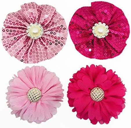 PET SHOW 4pcs Dog Charms Embellishment Flower Collar Accessories for Cat Puppy Collars Bowtie Grooming