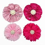 PET SHOW 4pcs Dog Charms Embellishment Flower Collar Accessories for Cat Puppy Collars Bowtie Groomi