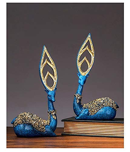 Cadeau artisanat statue cerf bleu pour décoration de maison originale