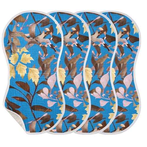 Yellowleaves Brownleaves Blue Burp Cloths for Babies Burp Rag Cotton Spit Up Rag for Baby Newborns Girl3