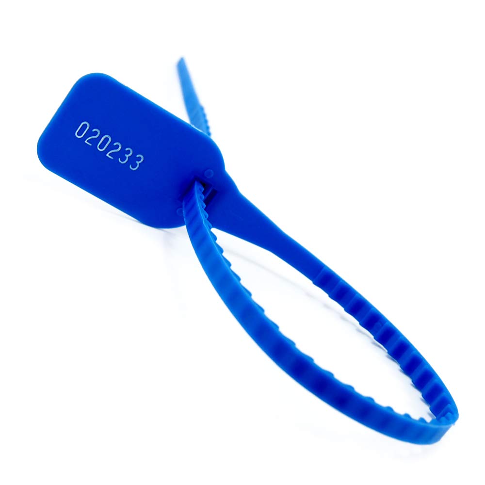 Security Plastic Tag Secure Anti-Tamper Seals Numbered Pull Ties Safety Label for Luggage Parcel Customs (100pcsX Blue)