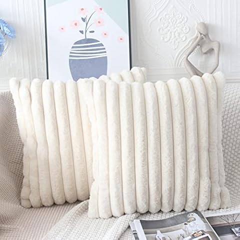 NIULAA Beige Faux Fur Cushion Covers Cover