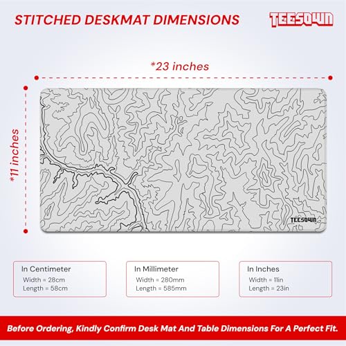 Image of White Canyon Map Stitched Mousepad (11x23) for Laptop, Desktop, PC and Gaming Deskmat (Stitched White 2.O, L)