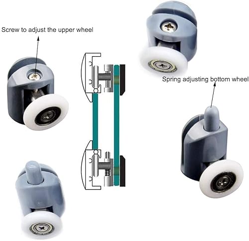 YUANQIAN Rodillos de puerta de ducha 8 ruedas corredores polea rodillo (25mm)