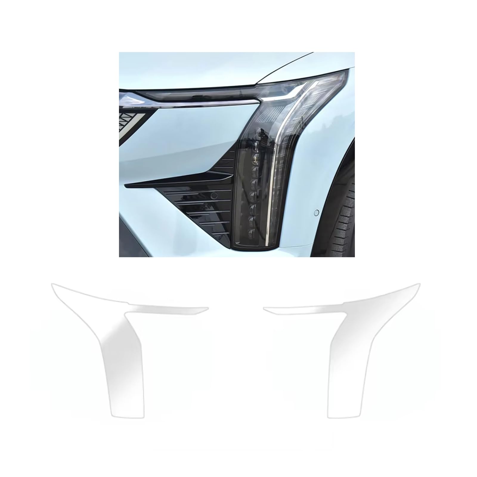 Headlight Film for Cadillac OPTIQ 2025-2026, 1Set Transparent/Smoke Black Car Headlight TPU Protective Film